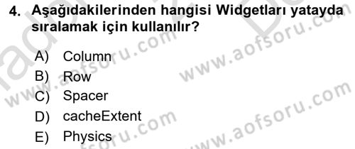 Mobil Uygulama Geliştirme Dersi 2024 - 2025 Yılı (Final) Dönem Sonu Sınav Soruları 4. Soru