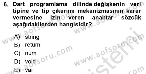 Mobil Uygulama Geliştirme Dersi 2024 - 2025 Yılı (Final) Dönem Sonu Sınav Soruları 6. Soru