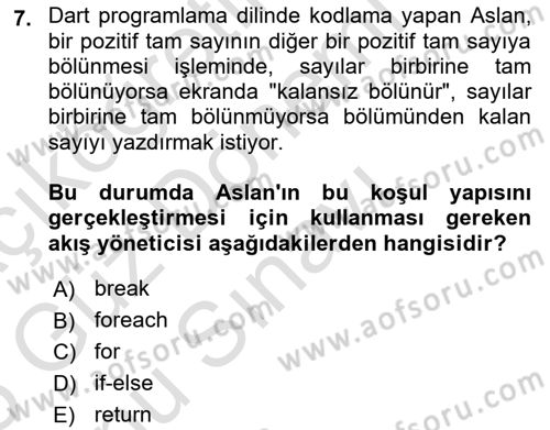 Mobil Uygulama Geliştirme Dersi 2024 - 2025 Yılı (Final) Dönem Sonu Sınav Soruları 7. Soru