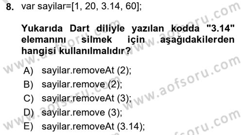 Mobil Uygulama Geliştirme Dersi 2024 - 2025 Yılı (Final) Dönem Sonu Sınav Soruları 8. Soru