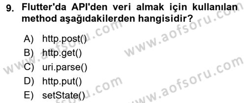 Mobil Uygulama Geliştirme Dersi 2024 - 2025 Yılı (Final) Dönem Sonu Sınav Soruları 9. Soru