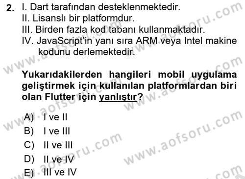 Mobil Uygulama Geliştirme Dersi 2024 - 2025 Yılı Yaz Okulu Sınav Soruları 2. Soru