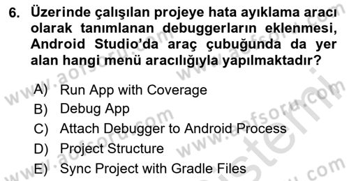Mobil Uygulama Geliştirme Dersi 2024 - 2025 Yılı Yaz Okulu Sınav Soruları 6. Soru