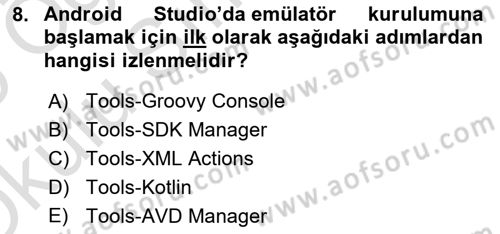 Mobil Uygulama Geliştirme Dersi 2024 - 2025 Yılı Yaz Okulu Sınav Soruları 8. Soru