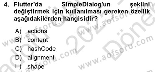 Mobil Uygulama Geliştirme Dersi 2025 - 2026 Yılı (Final) Dönem Sonu Sınav Soruları 4. Soru