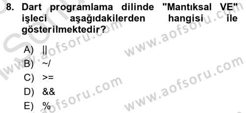 Mobil Uygulama Geliştirme Dersi 2025 - 2026 Yılı (Final) Dönem Sonu Sınav Soruları 8. Soru