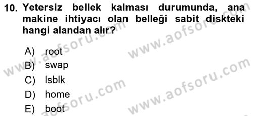 Unix Sistem Yönetimi Dersi Ara Sınavı Deneme Sınav Soruları 10. Soru