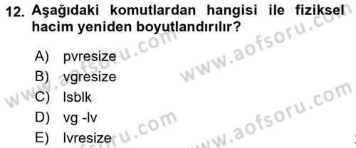 Unix Sistem Yönetimi Dersi 2022 - 2023 Yılı (Vize) Ara Sınav Soruları 12. Soru