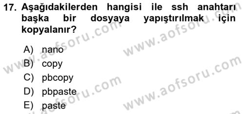 Unix Sistem Yönetimi Dersi 2022 - 2023 Yılı (Vize) Ara Sınav Soruları 17. Soru