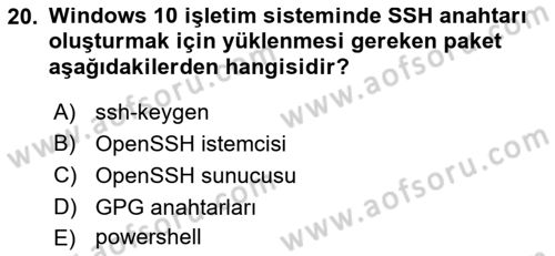 Unix Sistem Yönetimi Dersi 2022 - 2023 Yılı (Vize) Ara Sınav Soruları 20. Soru