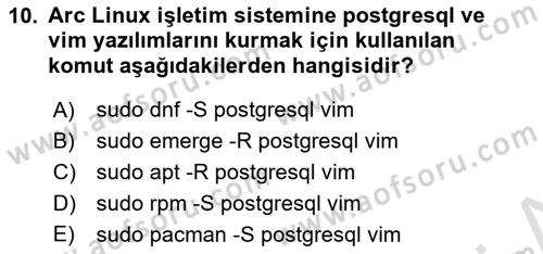 Unix Sistem Yönetimi Dersi 2022 - 2023 Yılı Yaz Okulu Sınav Soruları 10. Soru