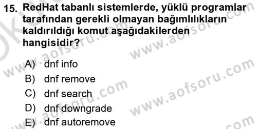 Unix Sistem Yönetimi Dersi 2022 - 2023 Yılı Yaz Okulu Sınav Soruları 15. Soru