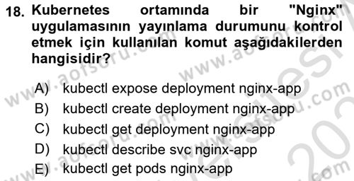 Unix Sistem Yönetimi Dersi 2022 - 2023 Yılı Yaz Okulu Sınav Soruları 18. Soru