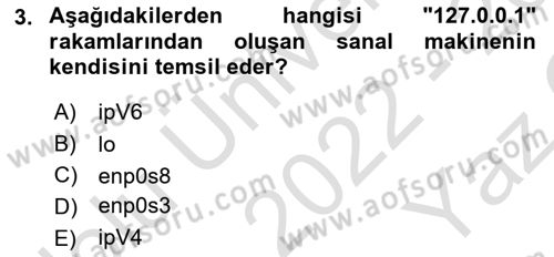 Unix Sistem Yönetimi Dersi 2022 - 2023 Yılı Yaz Okulu Sınav Soruları 3. Soru