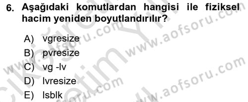 Unix Sistem Yönetimi Dersi 2022 - 2023 Yılı Yaz Okulu Sınav Soruları 6. Soru