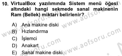 Unix Sistem Yönetimi Dersi Ara Sınavı Deneme Sınav Soruları 10. Soru