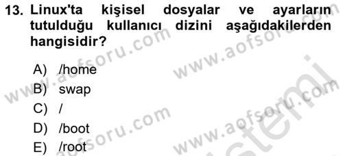 Unix Sistem Yönetimi Dersi 2023 - 2024 Yılı (Vize) Ara Sınav Soruları 13. Soru