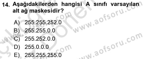 Unix Sistem Yönetimi Dersi Ara Sınavı Deneme Sınav Soruları 14. Soru