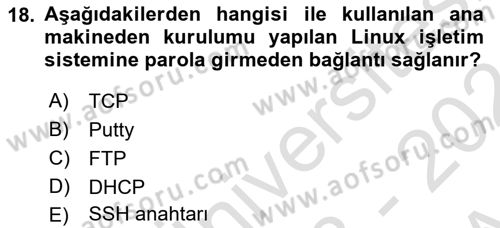 Unix Sistem Yönetimi Dersi Ara Sınavı Deneme Sınav Soruları 18. Soru