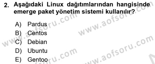 Unix Sistem Yönetimi Dersi Ara Sınavı Deneme Sınav Soruları 2. Soru