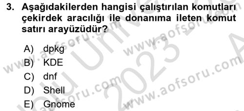 Unix Sistem Yönetimi Dersi Ara Sınavı Deneme Sınav Soruları 3. Soru