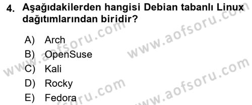 Unix Sistem Yönetimi Dersi Ara Sınavı Deneme Sınav Soruları 4. Soru