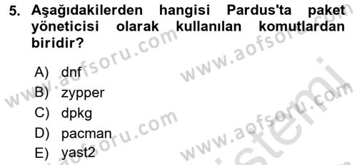 Unix Sistem Yönetimi Dersi Ara Sınavı Deneme Sınav Soruları 5. Soru