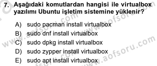 Unix Sistem Yönetimi Dersi Ara Sınavı Deneme Sınav Soruları 7. Soru
