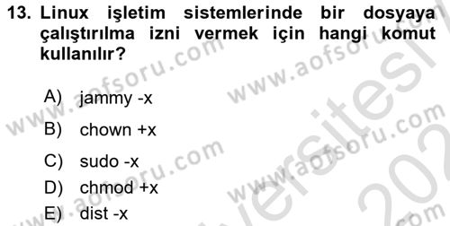 Unix Sistem Yönetimi Dersi 2023 - 2024 Yılı (Final) Dönem Sonu Sınav Soruları 13. Soru