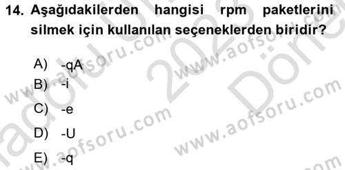 Unix Sistem Yönetimi Dersi 2023 - 2024 Yılı (Final) Dönem Sonu Sınav Soruları 14. Soru