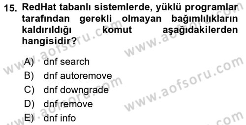 Unix Sistem Yönetimi Dersi 2023 - 2024 Yılı (Final) Dönem Sonu Sınav Soruları 15. Soru