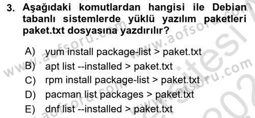Unix Sistem Yönetimi Dersi 2023 - 2024 Yılı (Final) Dönem Sonu Sınav Soruları 3. Soru