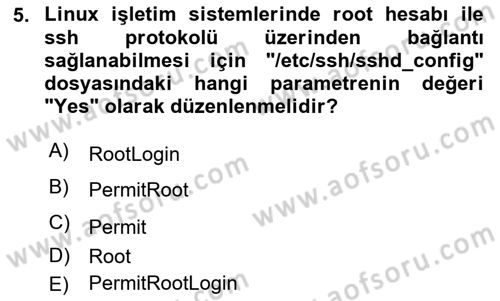 Unix Sistem Yönetimi Dersi 2023 - 2024 Yılı (Final) Dönem Sonu Sınav Soruları 5. Soru