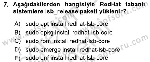 Unix Sistem Yönetimi Dersi 2023 - 2024 Yılı (Final) Dönem Sonu Sınav Soruları 7. Soru
