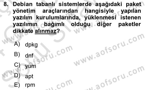 Unix Sistem Yönetimi Dersi 2023 - 2024 Yılı (Final) Dönem Sonu Sınav Soruları 8. Soru