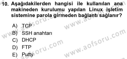 Unix Sistem Yönetimi Dersi 2023 - 2024 Yılı Yaz Okulu Sınav Soruları 10. Soru