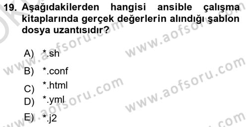 Unix Sistem Yönetimi Dersi 2023 - 2024 Yılı Yaz Okulu Sınav Soruları 19. Soru