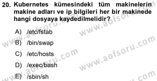 Unix Sistem Yönetimi Dersi 2023 - 2024 Yılı Yaz Okulu Sınav Soruları 20. Soru