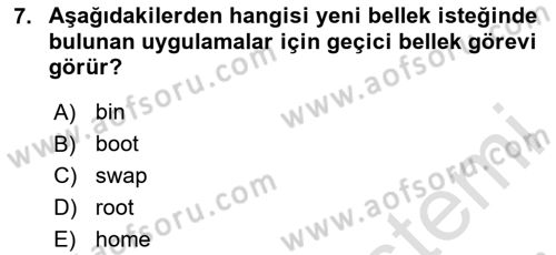 Unix Sistem Yönetimi Dersi 2023 - 2024 Yılı Yaz Okulu Sınav Soruları 7. Soru