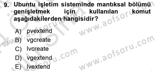 Unix Sistem Yönetimi Dersi 2023 - 2024 Yılı Yaz Okulu Sınav Soruları 9. Soru