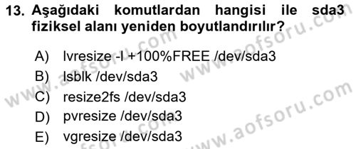 Unix Sistem Yönetimi Dersi 2024 - 2025 Yılı (Vize) Ara Sınav Soruları 13. Soru