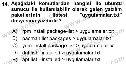 Unix Sistem Yönetimi Dersi 2024 - 2025 Yılı (Vize) Ara Sınav Soruları 14. Soru