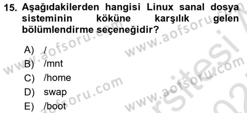 Unix Sistem Yönetimi Dersi 2024 - 2025 Yılı (Vize) Ara Sınav Soruları 15. Soru