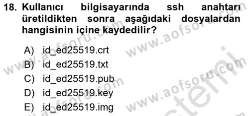 Unix Sistem Yönetimi Dersi 2024 - 2025 Yılı (Vize) Ara Sınav Soruları 18. Soru