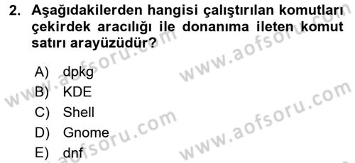 Unix Sistem Yönetimi Dersi 2024 - 2025 Yılı (Vize) Ara Sınav Soruları 2. Soru