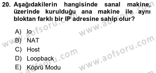 Unix Sistem Yönetimi Dersi 2024 - 2025 Yılı (Vize) Ara Sınav Soruları 20. Soru