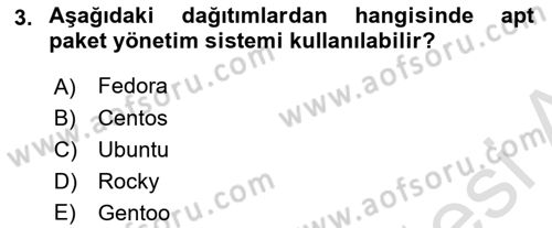 Unix Sistem Yönetimi Dersi 2024 - 2025 Yılı (Vize) Ara Sınav Soruları 3. Soru