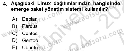 Unix Sistem Yönetimi Dersi 2024 - 2025 Yılı (Vize) Ara Sınav Soruları 4. Soru