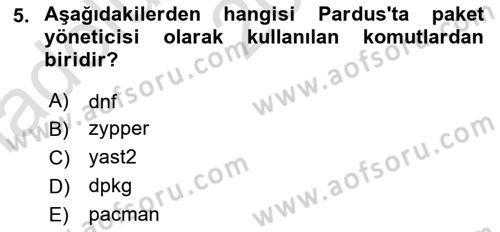 Unix Sistem Yönetimi Dersi 2024 - 2025 Yılı (Vize) Ara Sınav Soruları 5. Soru