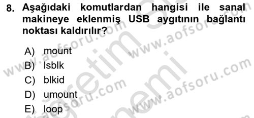 Unix Sistem Yönetimi Dersi 2024 - 2025 Yılı (Vize) Ara Sınav Soruları 8. Soru